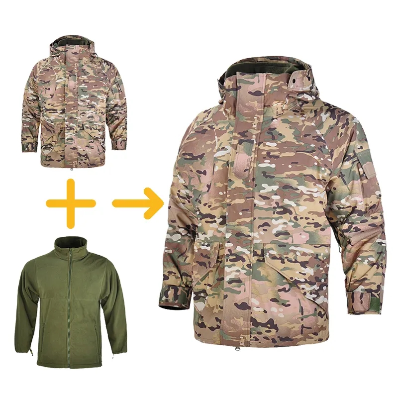 Removable 3 in 1 Fleece Lining Jacket Sport Waterproof Detachable Versatile Outdoor Winter Tactical Jacket