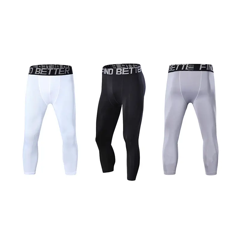 Quick Dry Elasticity Compression Jogger Base Layer Pants Sport Wear Gym Custom Men 3/4 Leggings Tight