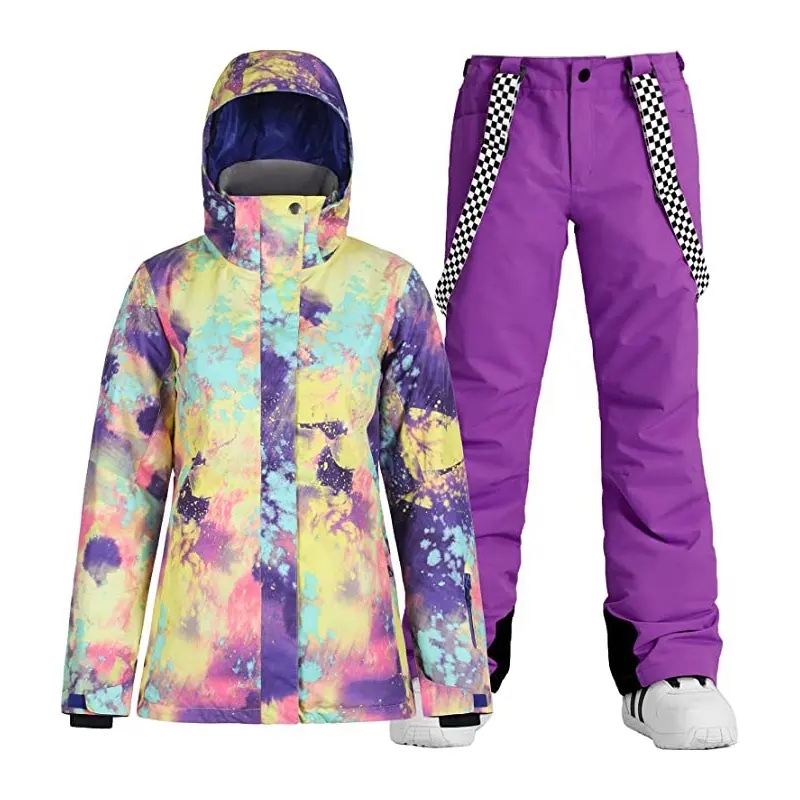 Women's Ski Jacket and Pants Waterproof Snowsuit Windproof Snowboard Jacket Coat Insulated